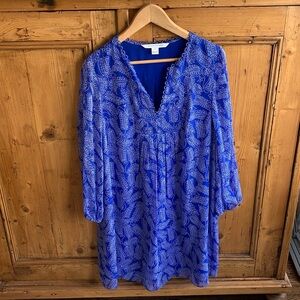 Diane von Furstenberg Aria Silk Tunic Dress in Buds Blue Size 8